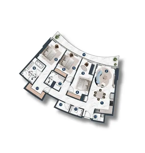 3 BR floor plan