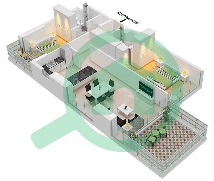 Golf Gate 2 - 2 Bedroom Apartment Unit 18 FLOOR 4-10 Floor plan Unit 18 Floor 4-10 interactive3D