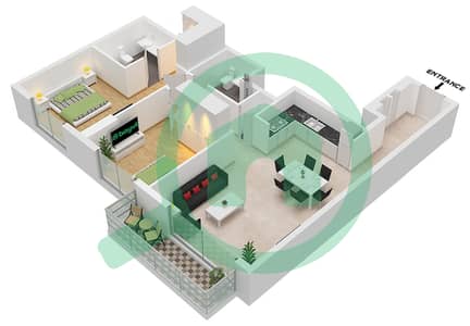 المخططات الطابقية لتصميم النموذج / الوحدة D1 / UNIT 8 FLOOR 16-19 شقة 2 غرفة نوم - فيرن في سنترال بارك