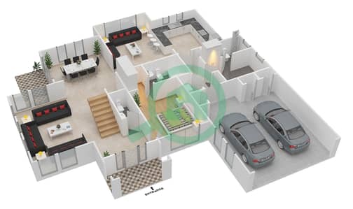 Al Mahra - 4 Bedroom Villa Type 16 Floor plan