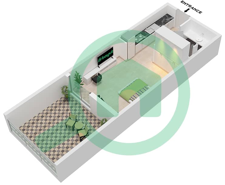 The Community Motor City - Studio Apartment Type 3 Floor plan Type 3 interactive3D