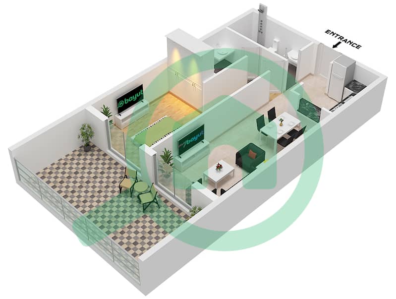The Community Motor City - 1 Bedroom Apartment Type 5 Floor plan Type 5 interactive3D