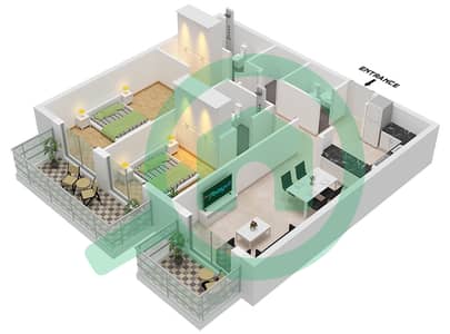The Community Motor City - 2 Bedroom Apartment Type 1 Floor plan
