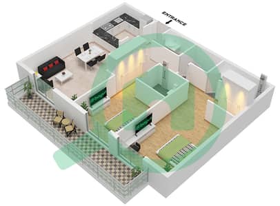 The Community Motor City - 2 Bedroom Apartment Type 2 Floor plan