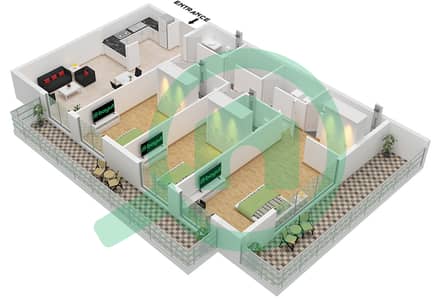 The Community Motor City - 3 Bedroom Apartment Type 1 Floor plan