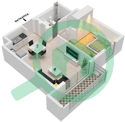 المخططات الطابقية لتصميم الوحدة 01 FLOOR 4-7 شقة 1 غرفة نوم - بايشور 4 المخططات الطابقية لتصميم الوحدة 01 FLOOR 4-7 شقة 1 غرفة نوم - بايشور 4