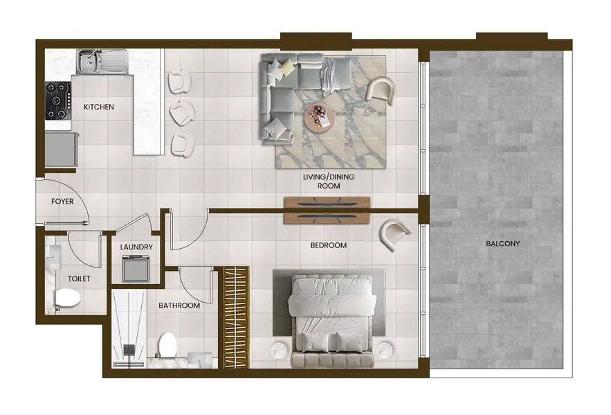 1 BR floor plan