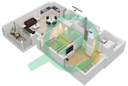 Savanna Building 2 - 2 Bedroom Apartment Unit 2,3 FLOOR 1-7 Floor plan