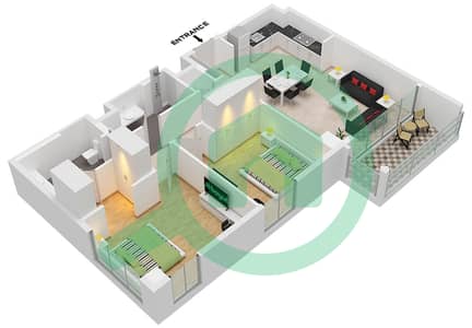 Savanna Building 2 - 2 Bedroom Apartment Unit 3,4 FLOOR 1-7 Floor plan