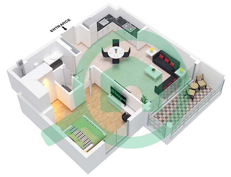 萨瓦纳 2 号大楼 - 1 卧室公寓单位6,7 FLOOR 1-7戶型图 Unit 7 Floor 1 
Unit 6 Floor 2-7 interactive3D