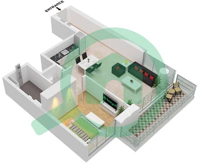 المخططات الطابقية لتصميم النموذج / الوحدة A.1 / UNIT 1,6 FLOOR 2-17 شقة 1 غرفة نوم - برج سنترال بارك بلازا B