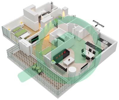 المخططات الطابقية لتصميم النموذج / الوحدة A.2 / UNIT 3 FLOOR 3-14 شقة 2 غرفة نوم - برج سنترال بارك بلازا B