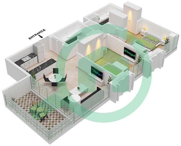 Type B.2 Unit 2 Floor 3-14
Unit 4 Floor 15-17
Unit 5 Floor 3-14