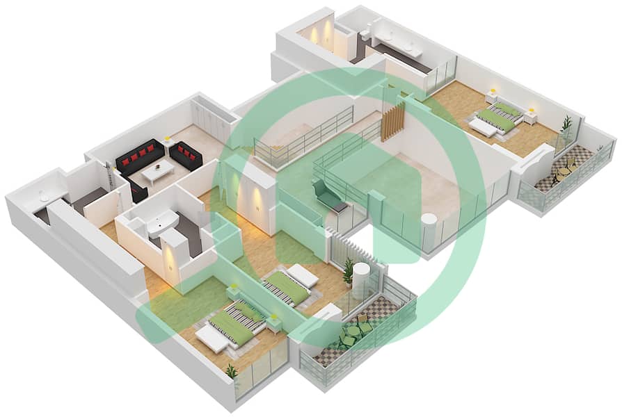 المخططات الطابقية لتصميم النموذج / الوحدة A.1/UNIT G01,G02 FLOOR 1 شقة 4 غرف نوم - برج سنترال بارك بلازا B Type A.1 Unit G01,G02,G03 Floor 1 interactive3D
