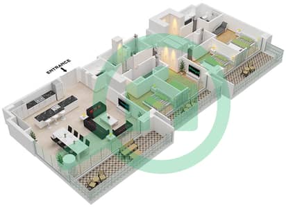المخططات الطابقية لتصميم النموذج / الوحدة B.1 / UNIT 3 FLOOR 15 شقة 4 غرف نوم - برج سنترال بارك بلازا B