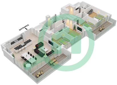 المخططات الطابقية لتصميم النموذج / الوحدة B.2 / UNIT 3 FLOOR 16-17 شقة 4 غرف نوم - برج سنترال بارك بلازا B