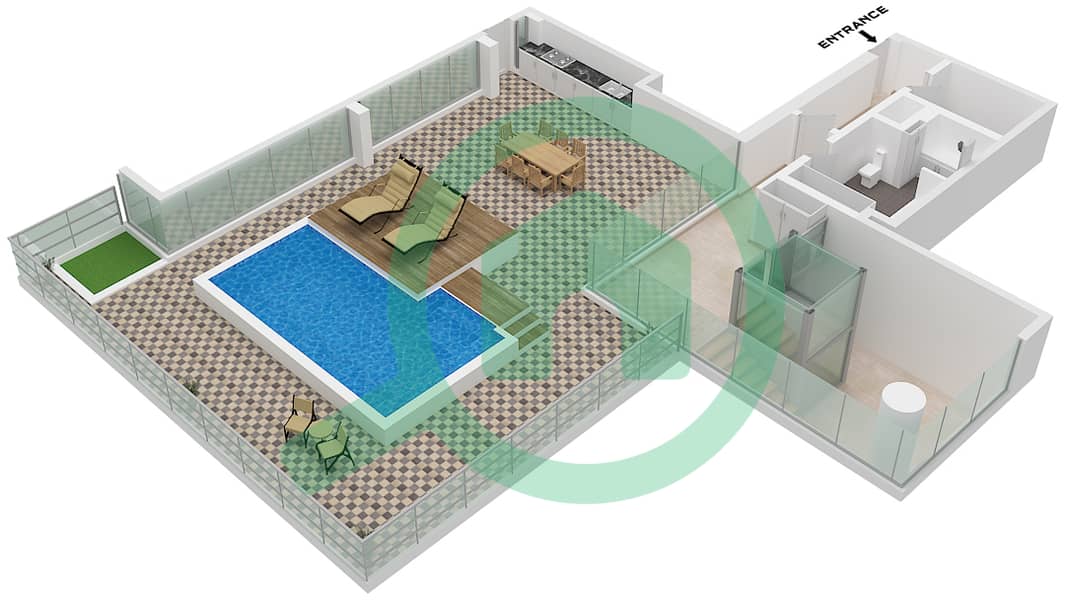 المخططات الطابقية لتصميم النموذج / الوحدة A.1 / UNIT 1 FLOOR 18-20 بنتهاوس 5 غرف نوم - برج سنترال بارك بلازا B Type A.1 Unit 1 Floor 20 Second Floor interactive3D