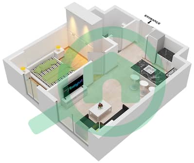 المخططات الطابقية لتصميم النموذج / الوحدة I / UNIT X21 FLOOR 9TH شقة 1 غرفة نوم - RA 1