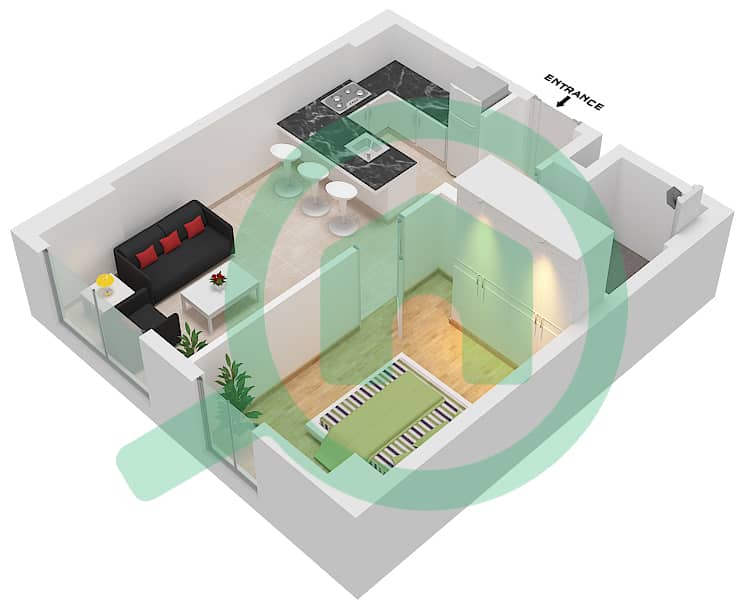 RA 1 - 1 Bedroom Apartment Type/unit N / UNIT X21L FLOOR 9TH Floor plan Type N Unit X21L 9th Floor interactive3D