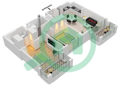 Savanna Building 1 - 2 Bedroom Apartment Unit 1,2 FLOOR 1-8 Floor plan