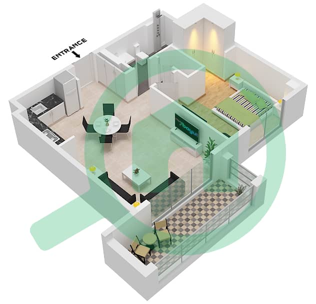 Savanna Building 1 - 1 Bedroom Apartment Unit 4 FLOOR 1 Floor plan Unit 4 Floor 1 interactive3D