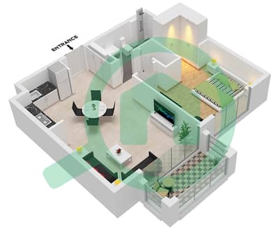 Savanna Building 1 - 1 Bedroom Apartment Unit 5,7 FLOOR 1-8 Floor plan
