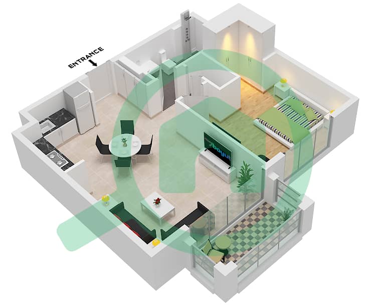 Savanna Building 1 - 1 Bedroom Apartment Unit 5,7 FLOOR 1-8 Floor plan Unit 5 Floor 1
Unit 7 Floor 2-8 interactive3D