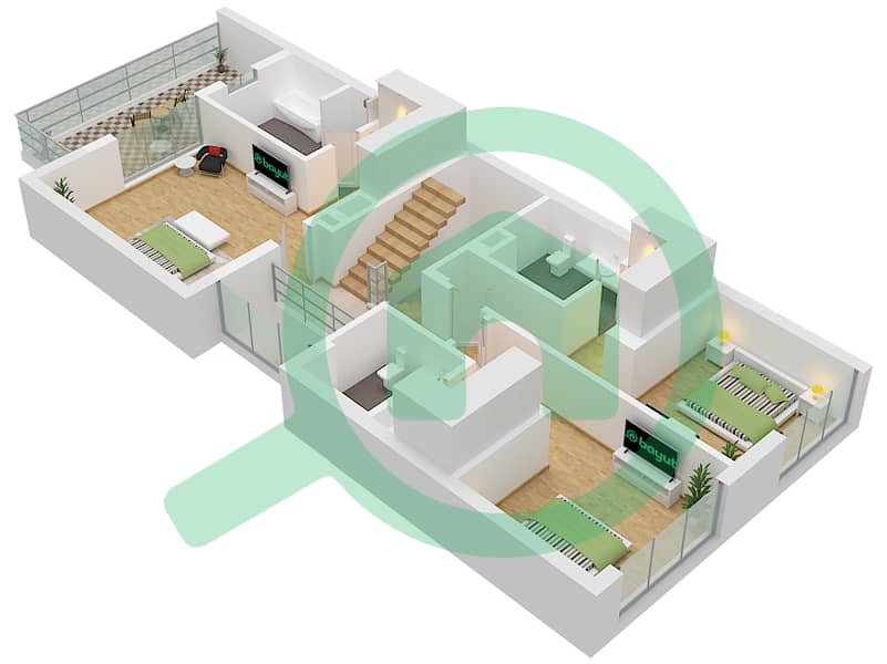 亚斯米娜别墅区 - 4 卧室别墅类型LHM戶型图 Type LHM First Floor interactive3D