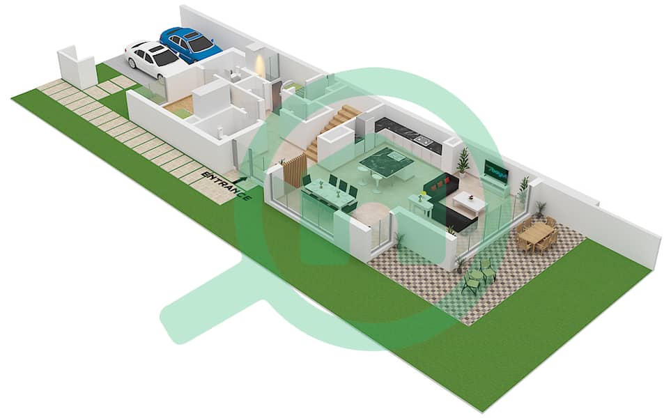 Ясмина Виллас - Вилла 4 Cпальни планировка Тип RHM Type RHM Ground Floor interactive3D