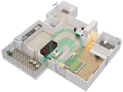 المخططات الطابقية لتصميم النموذج / الوحدة G/5,10,17 شقة 1 غرفة نوم - أفنان 7