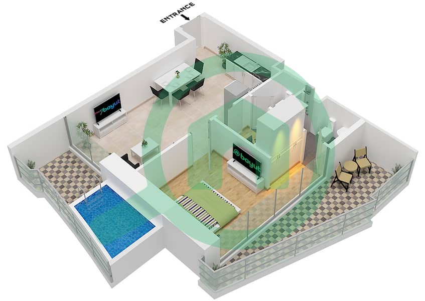المخططات الطابقية لتصميم النموذج / الوحدة PRESIDENTIAL / UNIT 9,10 شقة 1 غرفة نوم - فاشونز من الدانوب Type Presidential Unit 10 Floor 2-19,25-45,48-56,Unit 9 Floor 21-24,47 interactive3D