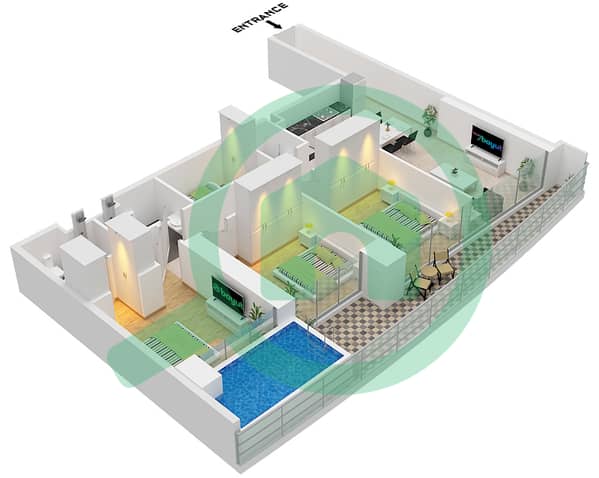 Type A Unit 6 Floor 21-24,47
Unit 7 Floor 25-45,48-56