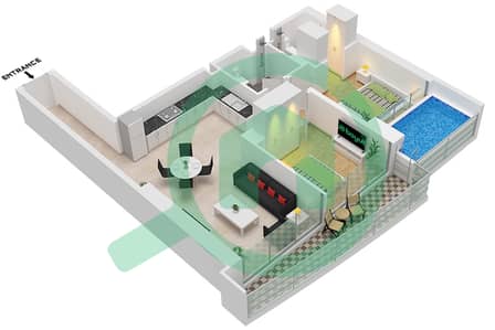 المخططات الطابقية لتصميم النموذج / الوحدة A/UNIT 6,7 FLOOR 2-19,21 شقة 2 غرفة نوم - فاشونز من الدانوب