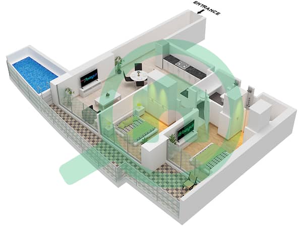 Type B Unit 14 Floor 21-24,47
Unit 15 Floor 2-19,25-45,48-56