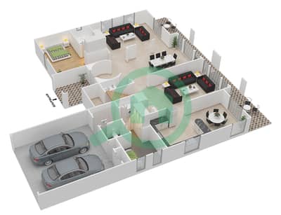 المخططات الطابقية لتصميم النموذج 13 فیلا 6 غرف نوم - المهرة