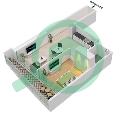 المخططات الطابقية لتصميم النموذج / الوحدة B / UNIT 5 FLOOR 22-45,48 شقة 1 غرفة نوم - فاشونز من الدانوب