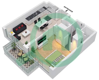 Serene Gardens 2 - 1 Bedroom Apartment Type 2 Floor plan