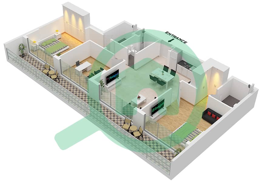 Serene Gardens 2 - 2 Bedroom Apartment Type 1 Floor plan Type 1 interactive3D