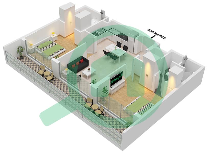 Serene Gardens 2 - 2 Bedroom Apartment Type 3 Floor plan Type 3 interactive3D