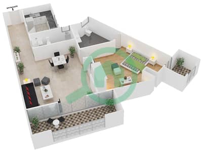 Ajmal Sarah Tower - 1 Bed Apartments Unit 11,12 Floor plan