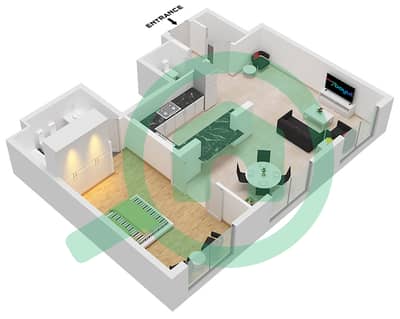 Manazel Al Barsha - 1 Bed Apartments Type B Floor 1-14 Floor plan