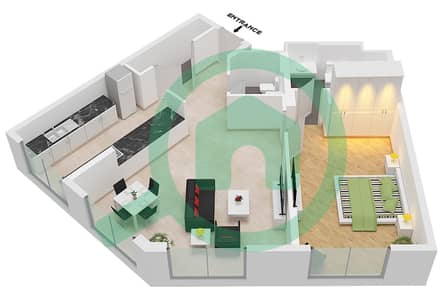 Manazel Al Barsha - 1 Bed Apartments Type C Floor 1-14 Floor plan