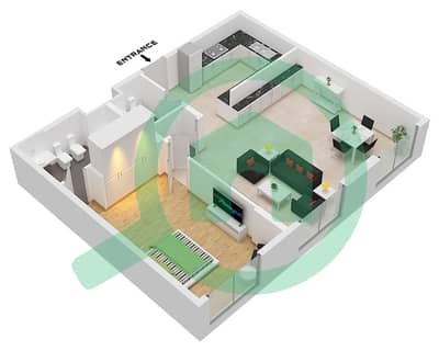 Manazel Al Barsha - 1 Bed Apartments Type D Floor 1-14 Floor plan