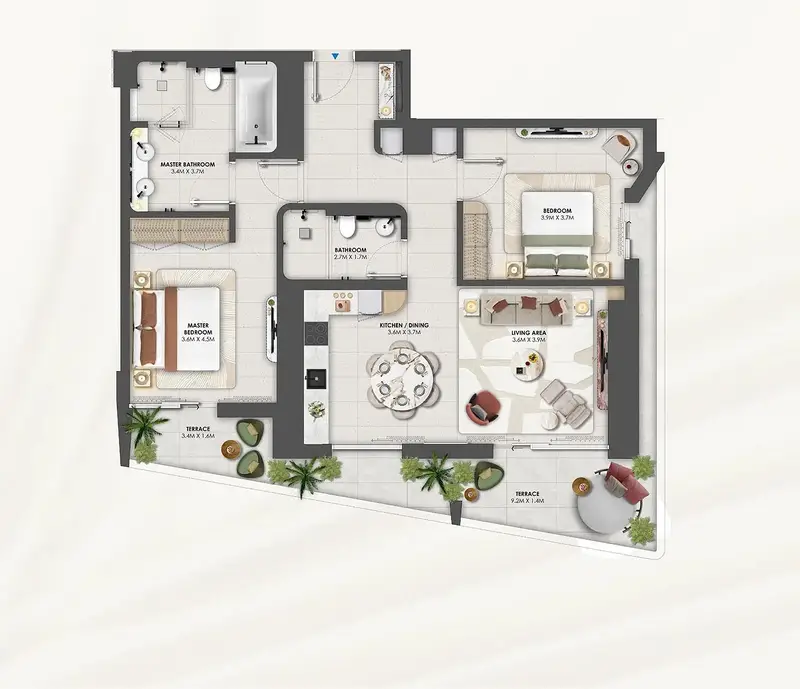 2 BR floor plan