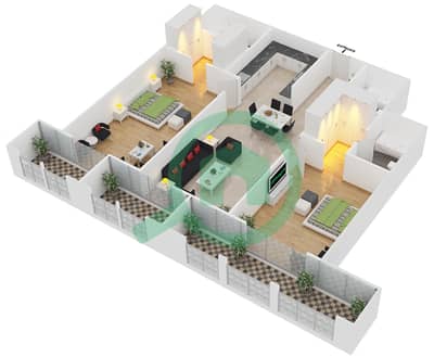 Ajmal Sarah Tower - 2 Bed Apartments Unit 8 Floor plan