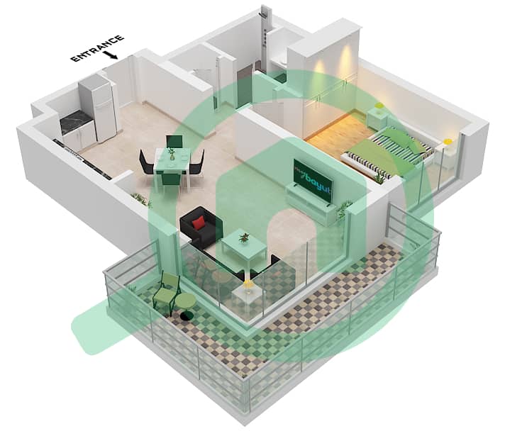 المخططات الطابقية لتصميم النموذج / الوحدة 1A / UNIT 1,6,8 FLOOR 1-5 شقة 1 غرفة نوم - سيسكيب بناية 4 Type 1A Unit 1,6 Floor 1
Unit 8 Floor 2-4
Unit 13 Floor 2-5 interactive3D