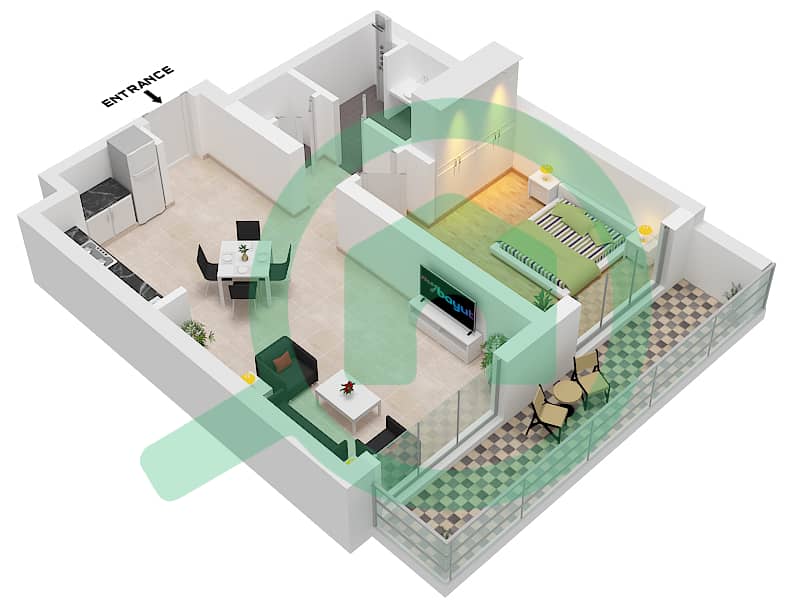 Seascape Building 4 - 1 卧室公寓类型／单位2D,2K/UNIT 6,7 FLOOR 5,6戶型图 interactive3D