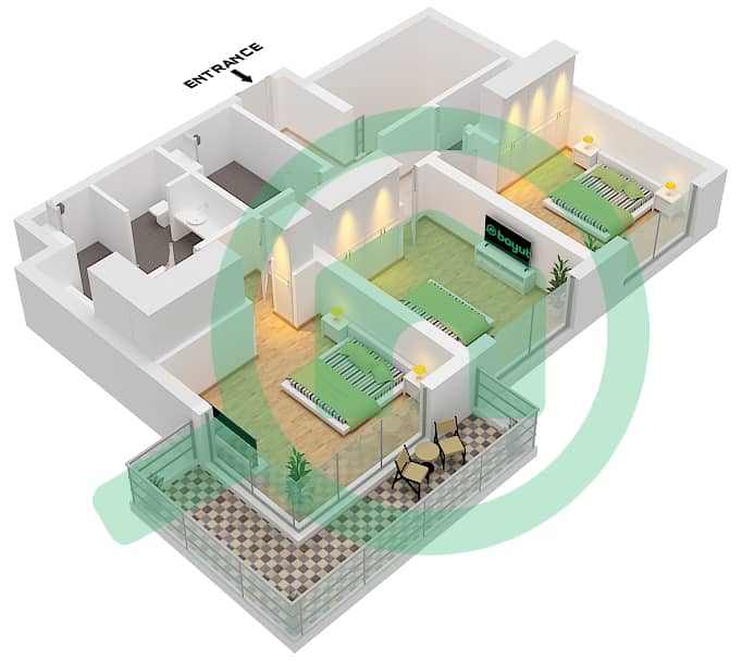 Seascape Building 4 - 3 Bedroom Townhouse Type/unit 1D/UNIT 11 FLOOR GROUND,1 Floor plan Type 1D Unit 11 Floor 1 interactive3D