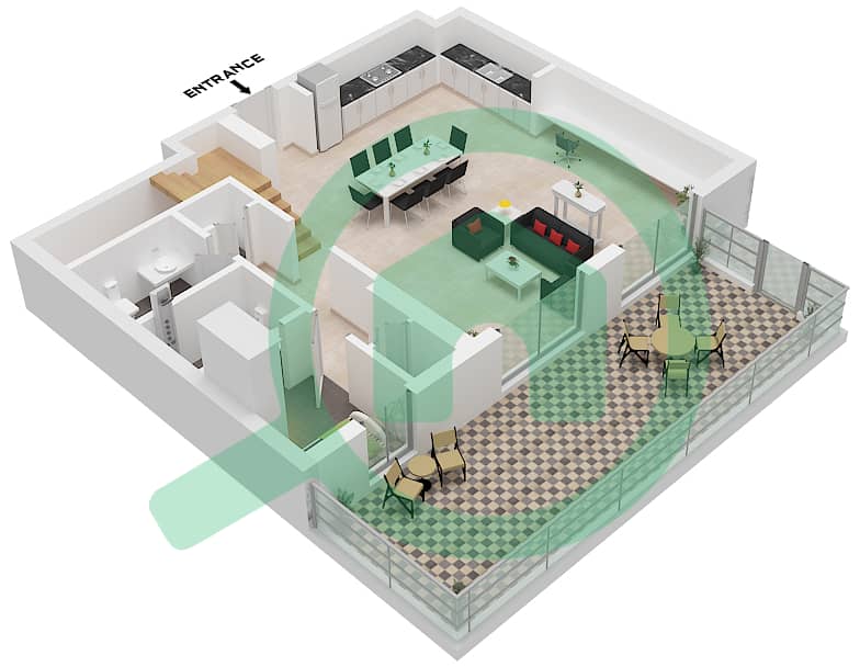 Seascape Building 4 - 3 Bedroom Townhouse Type/unit 1G/UNIT 12 FLOOR GROUND,1 Floor plan Type 1G Unit 12 Ground Floor interactive3D