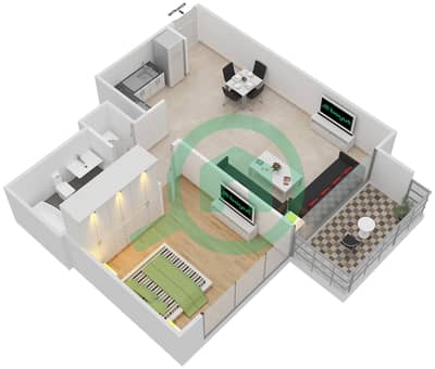 Act Two - 1 Bed Apartments Unit 5,6 Floor 18,30,32,6,15 Floor plan